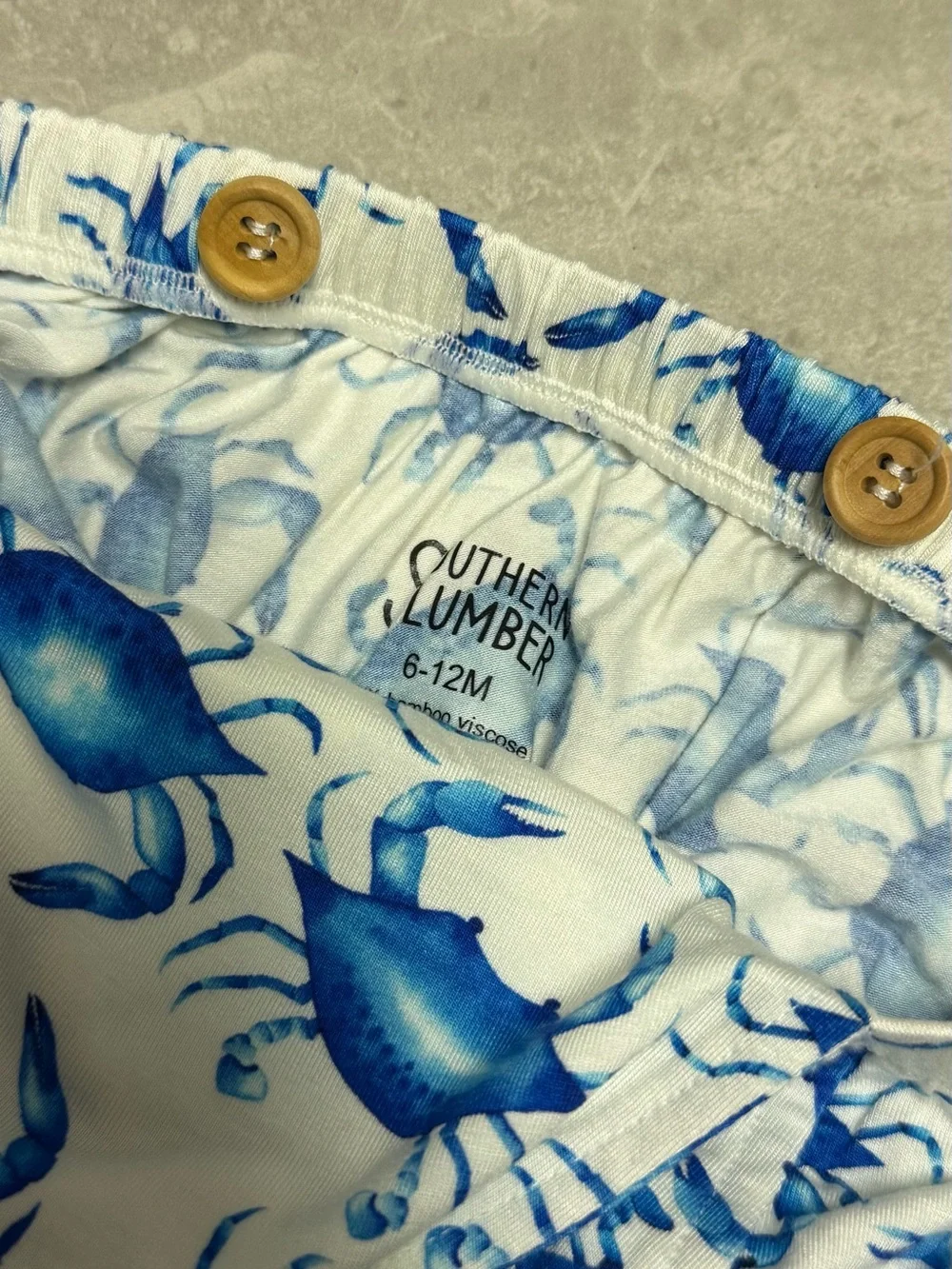 Southern Slumber bamboo viscose Blue Crab onesie pajamas